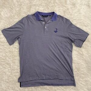 Vintage Retro Y2K 90s Golf Polo Ralph Lauren purple striped polo shirt Size L